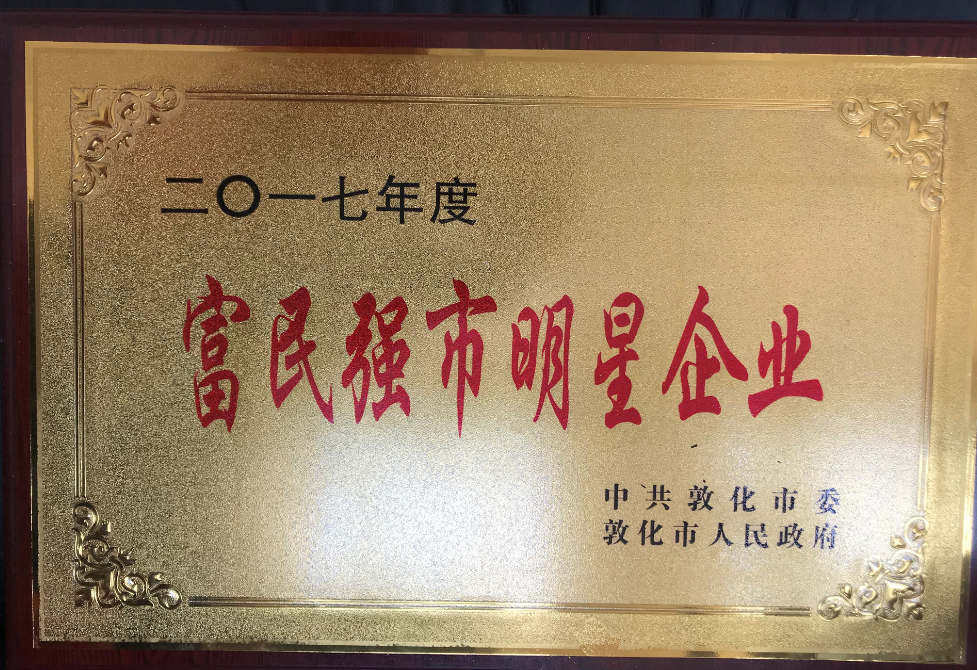 公司被評(píng)為富民強(qiáng)市明星企業(yè)。